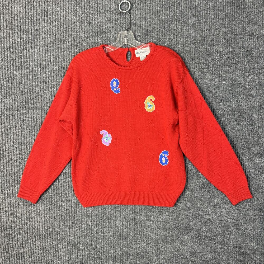 Vintage Andrea Gayle Womens Grandma Core Pullover Sweater Size Medium Cottage